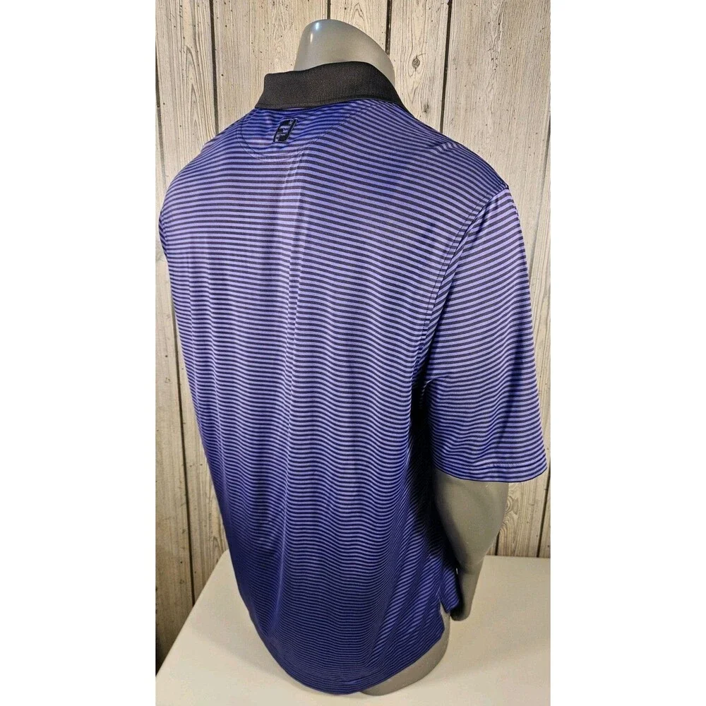 Men's FootJoy FJ Golf Polo Shirt Size XL Purple Striped La Cantera SATX Texas